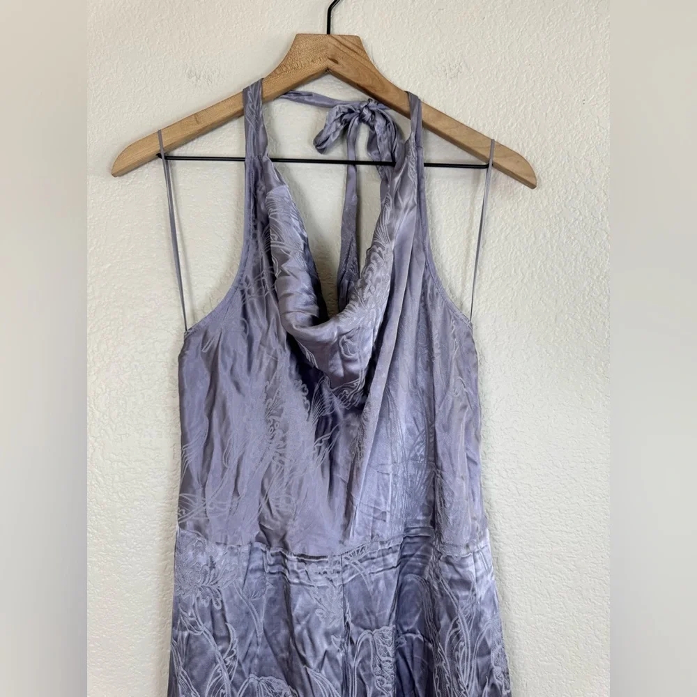 By Anthropologie Fringe Cowl Neck Jumpsuit Soft Violet size 16 NEW $198 - Picture 8 of 14